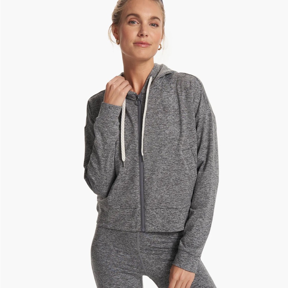 Vuori Gray Crop Long Sleeve Hoodie & Sweat Set